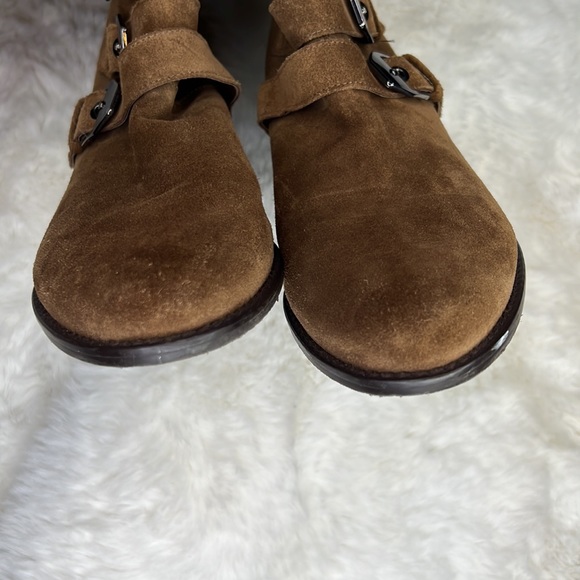Stuart Weitzman Jitterbug Suede Boot Brown Buckel Booties SZ 7 - Picture 7 of 10